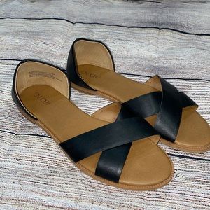 Abound black open toe flats sz 8.5